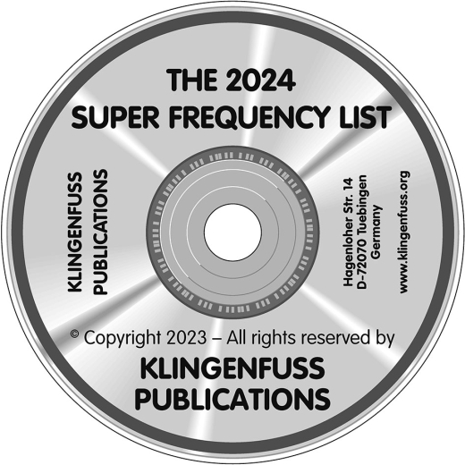 Klingenfuss Super Frequency List 2024 on CD-ROM